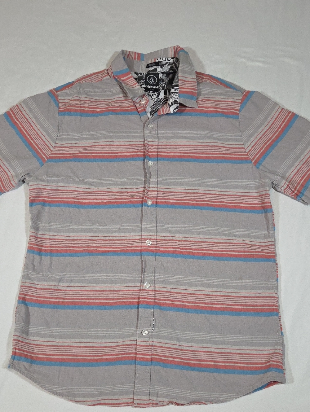 Volcom Stone Striped Short Sleeve Shirt Size XL